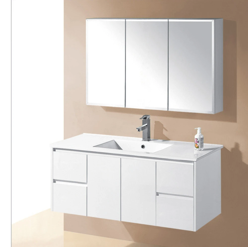 Modern white  Glossy MDF Bathroom Vanity Cabinet with Mirrors