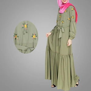 Modest Simple Ethnic Women Islamic Clothing Hot Sale Hand Embroidery Muslim Dress Elegant Layer Malaysia Kebaya Jilbab Abaya