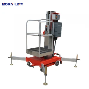Morn Hydraulic Electric Single Mast Man Lift Table Aerial Work Platform Portable Aluminum Alloy Lift
