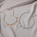 mossanite jewelry Hot selling Tennis Chain Crystal butterfly necklace jewelry, Fashion women Butterfly charm Necklace wholesale
