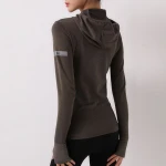 Motion clothes quick dry long sleeve women zipper yoga coat gym hooded fitness wear slim fit sport jacket