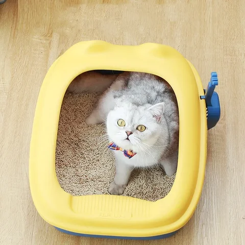 Buy Multi-color Cat Litter Basin Toilet Semi- Enclosed Cat Litter Box ...