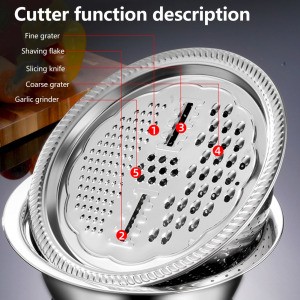 Multifunctional grater basin Stainless steel kitchen rice washing and draining basin Household cooking basin and vegetable cut