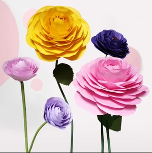 Multiple layers card paper flower with Y - shape stem or single stem