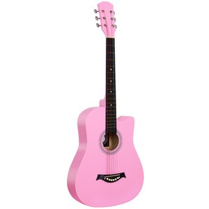 Musical instruments Wholesaler price OEM pink 38inch acoustic guitar made of China guitar factory