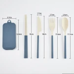 New arrival design detachable picnic travel portable reusable biodegradable wheat straw cutlery set plastic flatware with box