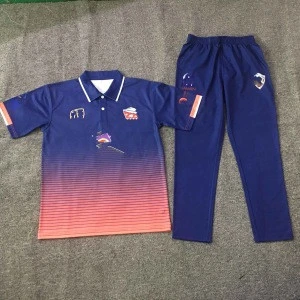 new design blue sublimated digital printing pattern cricket jersey team uniform