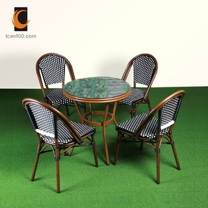 New Design Commercial Modern Rattan Glass Restaurant Coffee Shop Cafe Tables And Chairs Furniture Sets