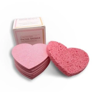 New !! Heart Shape compressed facial cleaning expanding sponge cellulose wood pulp sponge