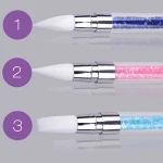 NT25 2 Way Nail Art Sculpture Pen Brushes Soft Silicone Carving Craft Polish Rhinestone Handle Nail Dotting Carving Tools New