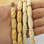 OB030 For bracelets or necklace carved chunky bone cylinder beads,ox bone twist pattern culumn beads