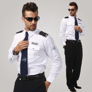 OEM 35%Cotton 65%Polyester Long Sleeve Design White Security Guard Uniform Shirts