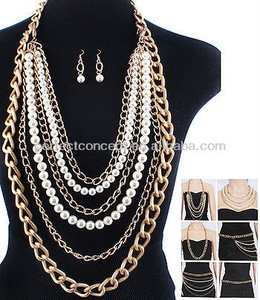 OTHER ACCESSORIES / WEARABLE / NECKLACE AND EARRING SET / PEARL / OVERSIZED / 40 INCH WIDTH / BELT / REMOVABLE LONG NECKLACE
