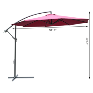 Outdoor 10&#39; Sunshade Cantilever Hanging Tilt Offset Patio Umbrella with Stand