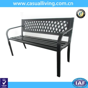 Outdoor Patio Garden Backyard Steel Leisure Benches with PVC Backrest