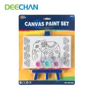 Panel with 3 Colors Acrylic Paint Kids Painting Set Mini Canvas Easel