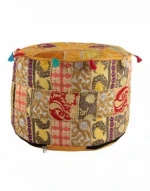 Patchwork Pouf Ottoman,Vintage Ethnic Indian Pouf Ottoman Foot Stool