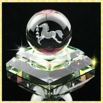 Personalized 3D Laser Engraving Horse Crystal Ball Souvenirs For Feng Shui