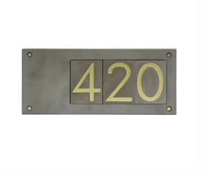 Personalized concrete house number door plate