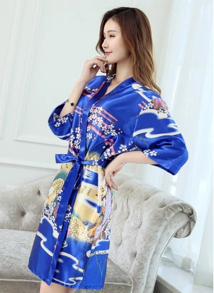 Personalized Spa Wedding Party Silk Bride Robes Women Satin Bathrobe Kimono Robe