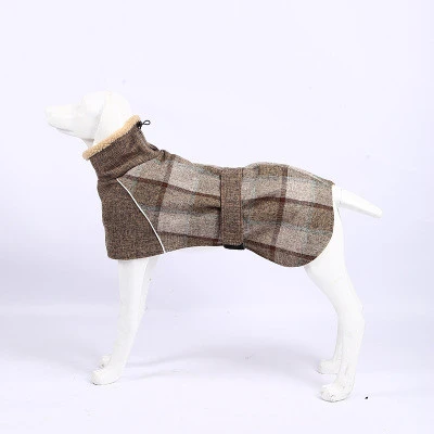 Pet clothing new cross-border special plaid coat wool reflective anti-cold cotton clothing pet supplies