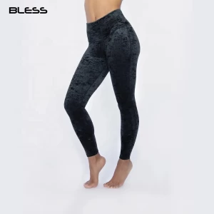 Plain Velvet Solid Color Womens Capri Training Spandex Gym Yoga Leggings