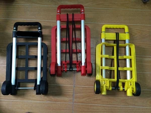 Plastic colorful cheap and portable foldable luggage cart