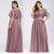 Import Plus Size Fat Ladies Elegant Solid Color Embroidery Lace Mesh dresses Short Sleeve Women Bridesmaid Formal Evening Maxi Dress from China