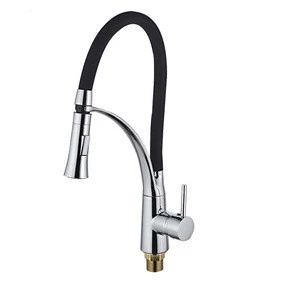 Popular Design Rubber Flexible Hose Brass Single Handle Pull-down Kitchen Faucet