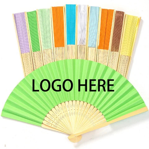 Popular Factory Price Customized Anime Paper Hand Fan Logo Print Hand Fan Paper Fabric Hand Fans with Diffuse Exhibition