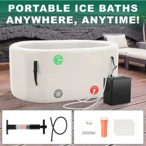 Portable Outdoor Spa Bathtub PVC & DWF Cold Plunge Tub with 0.5 HP Chiller Recovery Ice Bath Tub for Athletes No lid