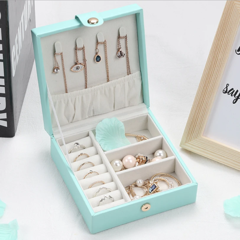 Portable Travel Jewelry Box for Ring and Earrings Necklaces Jewelry Box Organizer Display Storage Case