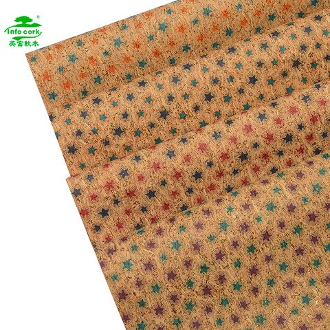Portugal Eco-friendly Natural Cork fabric printed cork pu Leather sheet for wallpapers bags mats
