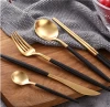Portuguese Style Matte Pink Blue Cutlery Black Gold Plated Edible Flatware Set