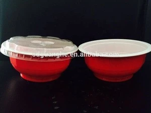 PP red new-style 320ml disposable plastic rice pudding or salad bowl with PVC lid