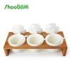 Premium Unique Bamboo Kitchen Spice Rack Set With Ceramics Jars