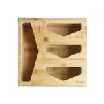 Premium Wood Drawer Organizer Plastic Baggie Container Bamboo Sandwich Bag Organizer Box