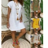 Pretty Steps 2020 Women&#39;s Loose Plus Size Solid Color Short Sleeve V-neck Cotton Linen Dress