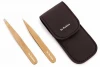 Professional eyebrow tweezers with gold plated and with pouch