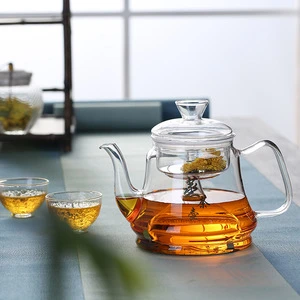 promotion price mini decorative tea glass tea pots with strainer and cup set