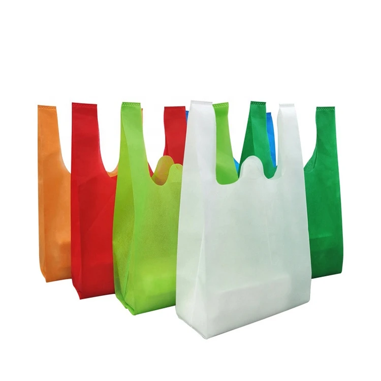 Promotional Cheap Shopping Fully Degradable Biodegradable PP Supermarket Carrier Custom Logo Plain Nonwoven Vest Bag