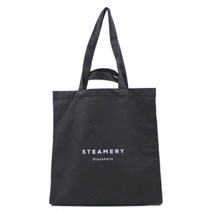 Promotional Priced Unisex 100% 8oz Cotton Black Shopping blank canvas tote bag