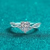 Pt950 Gold Ring for Women 1 Carat Moissanite One Heart Love Sterling Silver Plated Wedding Engagement Gift