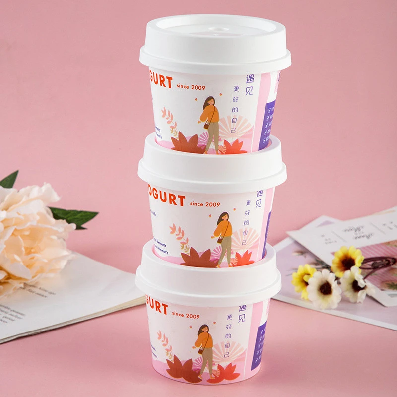 Wholesale Plastic Disposable PP Cups with Lids For Ice Cream, Pudding Yogurt