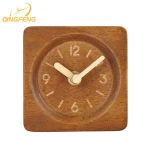QingFeng Small Size Wood Crafted Home Office Table Desk Clock with Custom Shape Logo