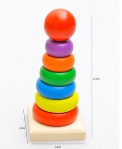 Rainbow Stacker Tower Wooden Ring Educational Toys for children