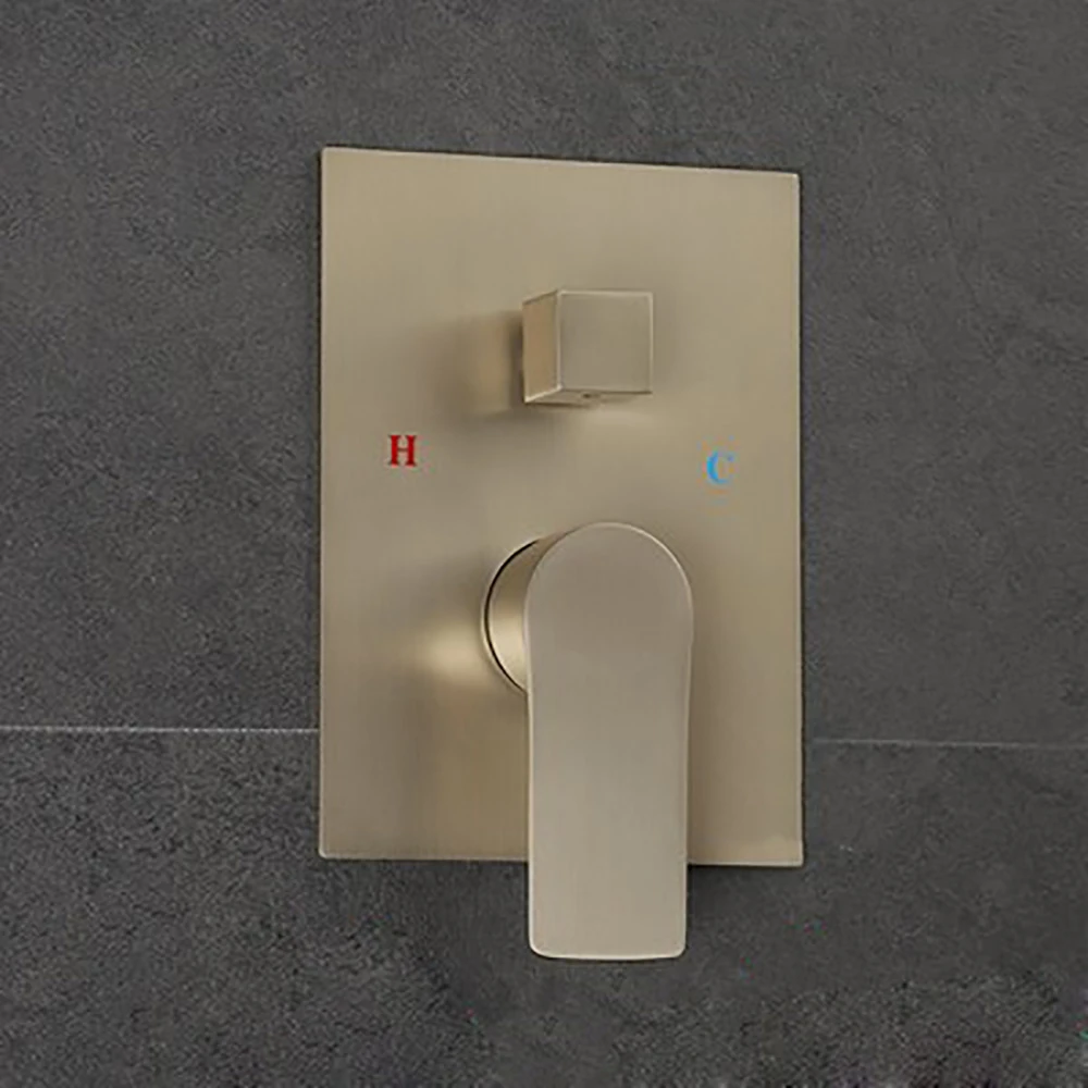 Rainfall Wall Mounted shower faucets brushed gold finish shower set luxurious brass shower bathtub tap