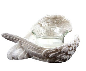 Resin White Tea light Candle holder Angel Wings Candle holder