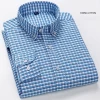 Retro casual oxford plaid shirt anti-wrinkle mens cotton fashion long-sleeved shirt