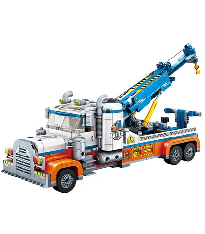 Road Rescue Vehicle Model Construction Tow Truck Bricks Sets Kids Toy Gift Display DIY City Rescue Truck Building Blocks